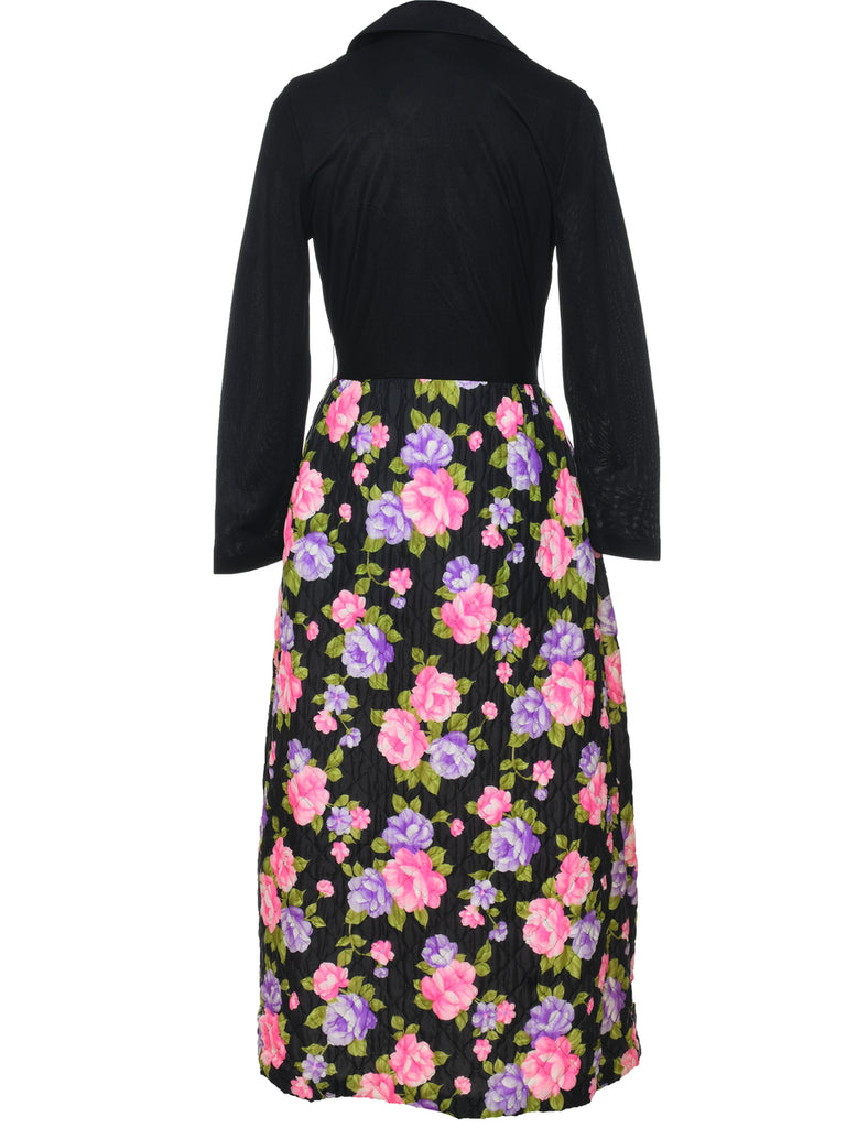 1970s Floral Print Maxi Dress - S