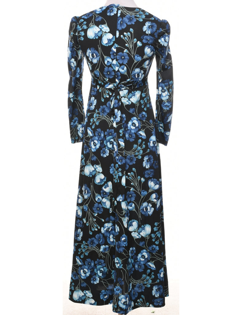 1970s  Floral Print Maxi Dress - S