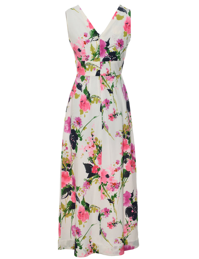1970s  Floral Print Maxi Dress - S