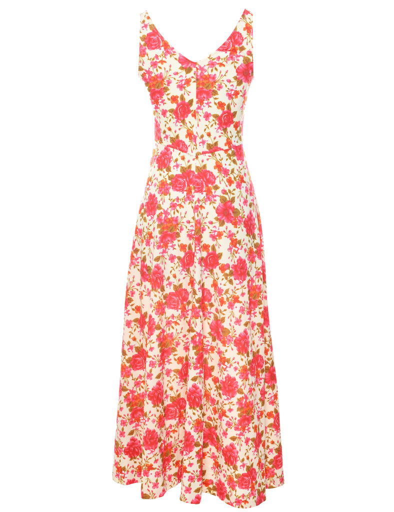 1970s Floral Print Maxi Dress - XS