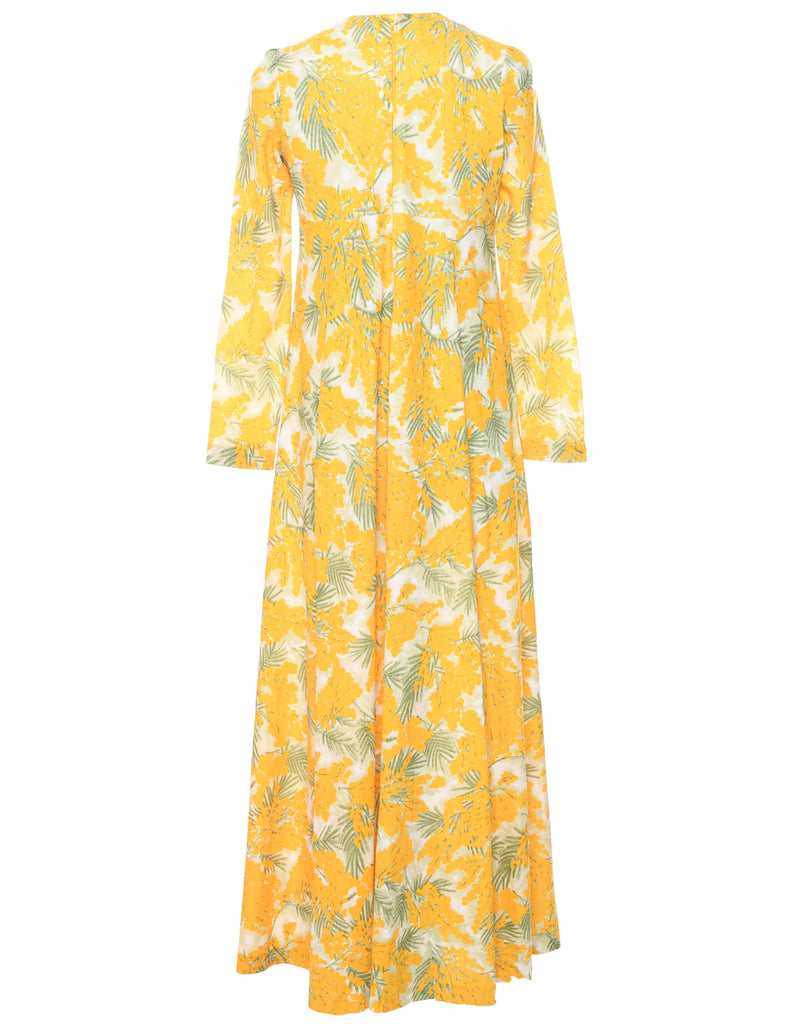 1970s Floral Print Maxi Dress - M