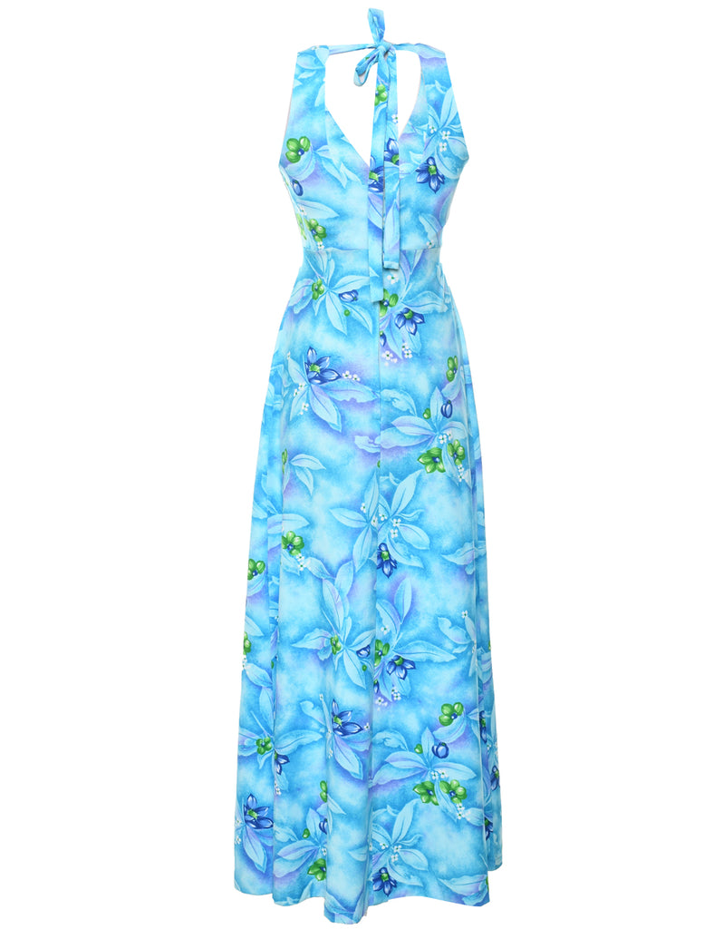 1970s Floral Print Maxi Dress - S