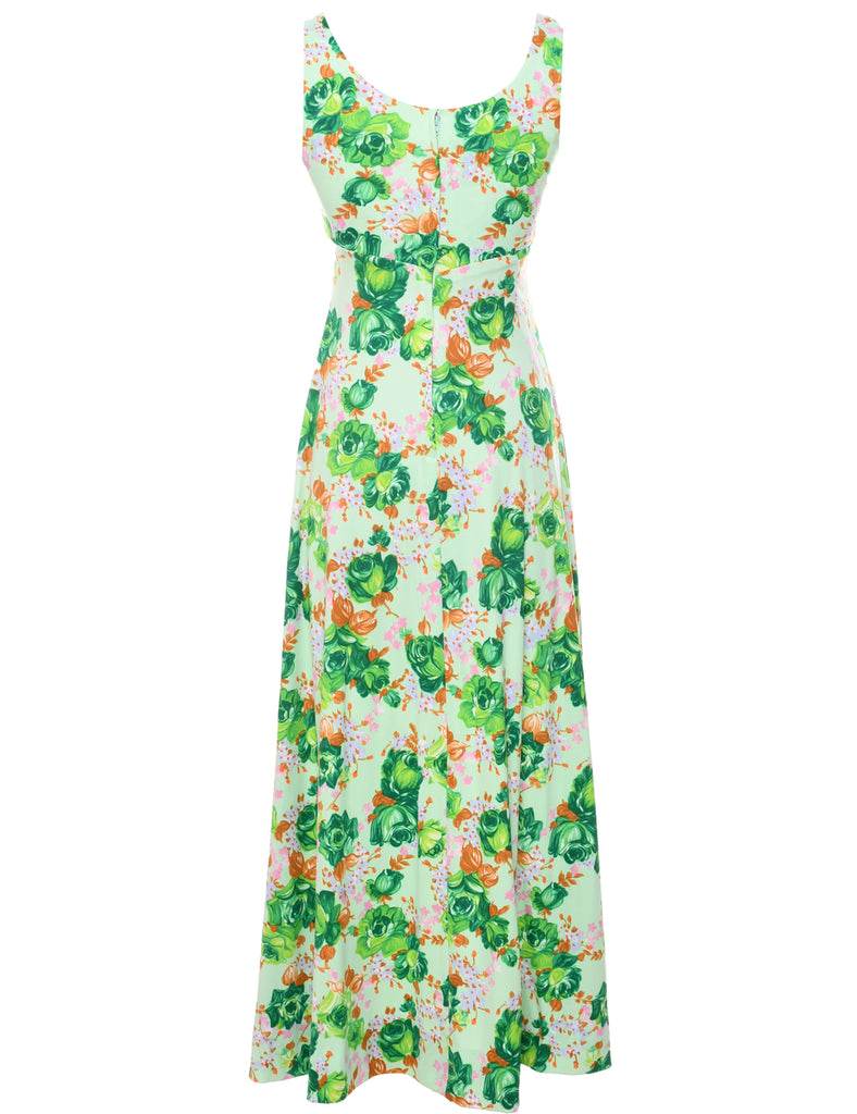 1970s Floral Print Maxi Dress - XS