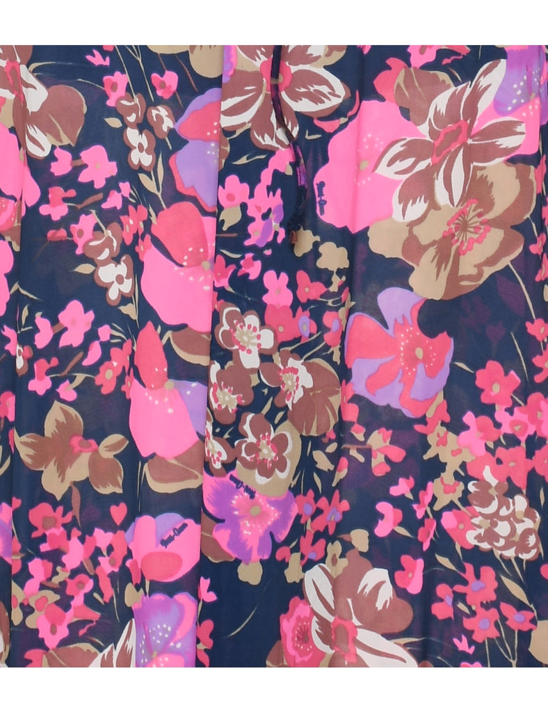 1970s Floral Print Maxi Dress - S