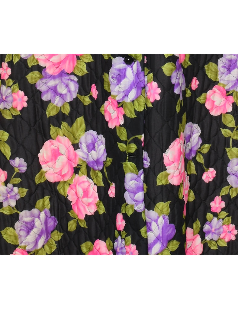 1970s Floral Print Maxi Dress - S