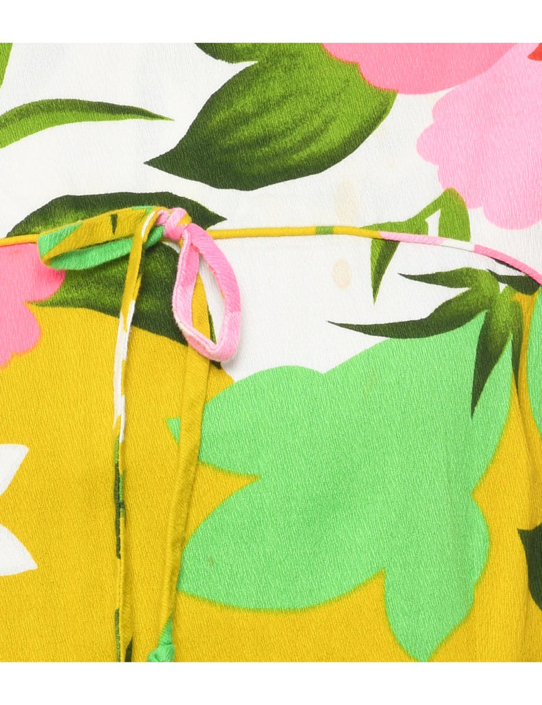 1970s Floral Print Maxi Dress - S