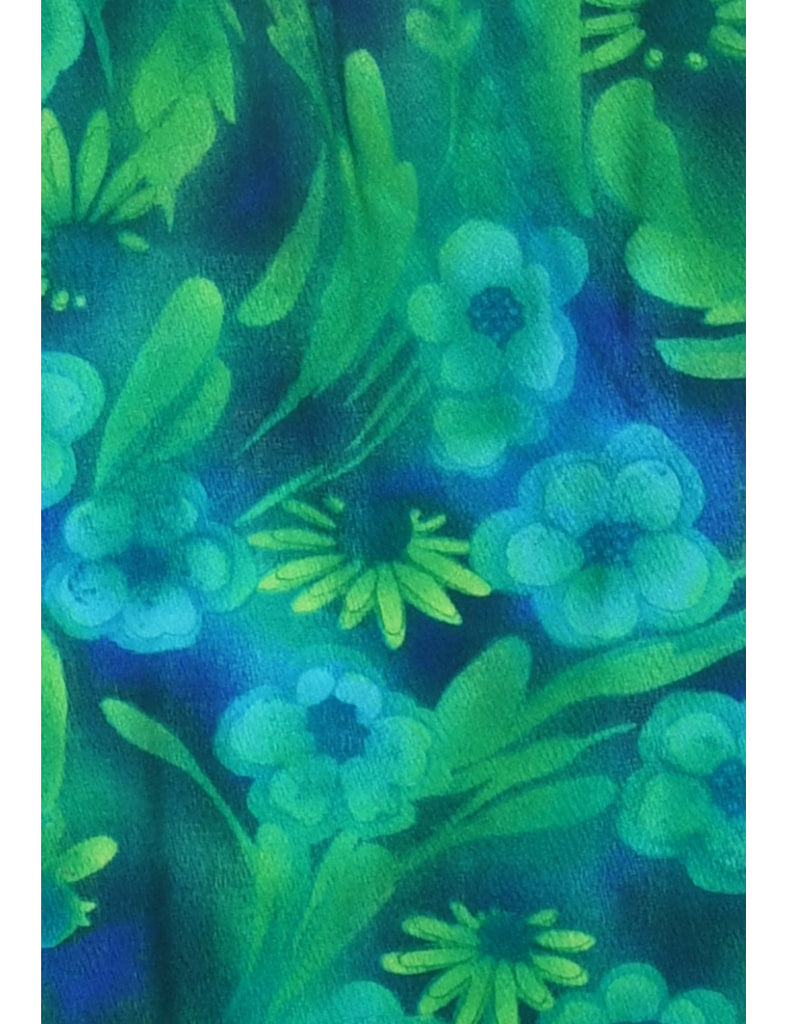 1970s Floral Print Maxi Dress - S