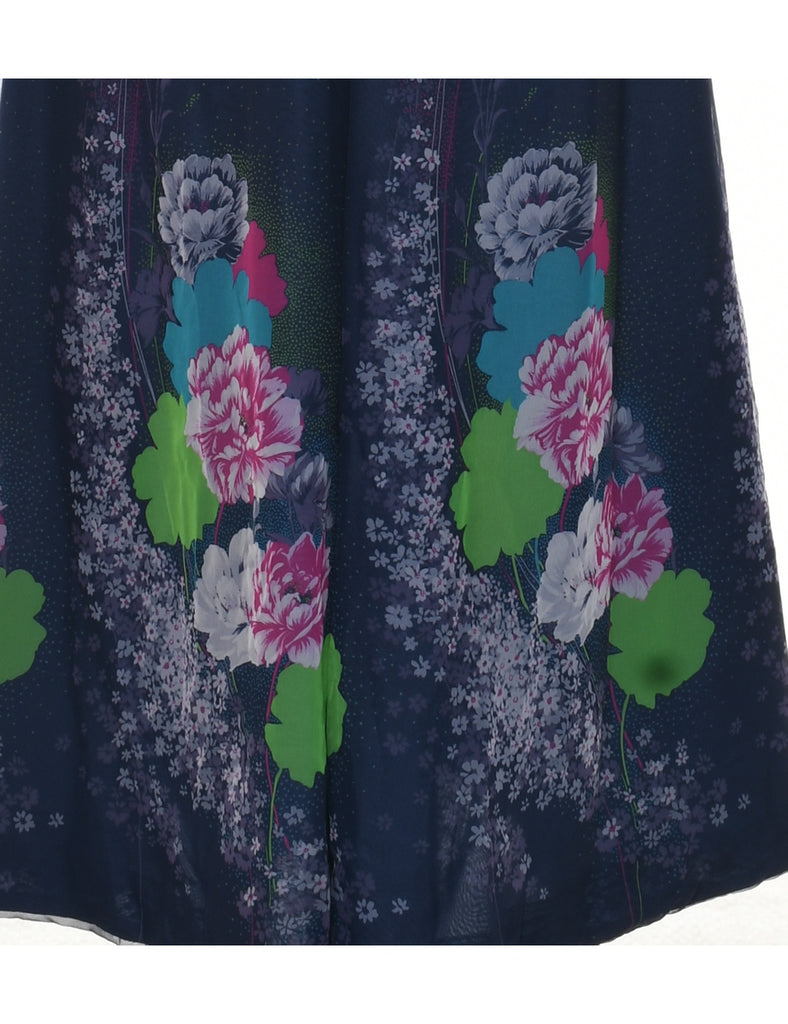 1970s Floral Print Maxi Dress - XS