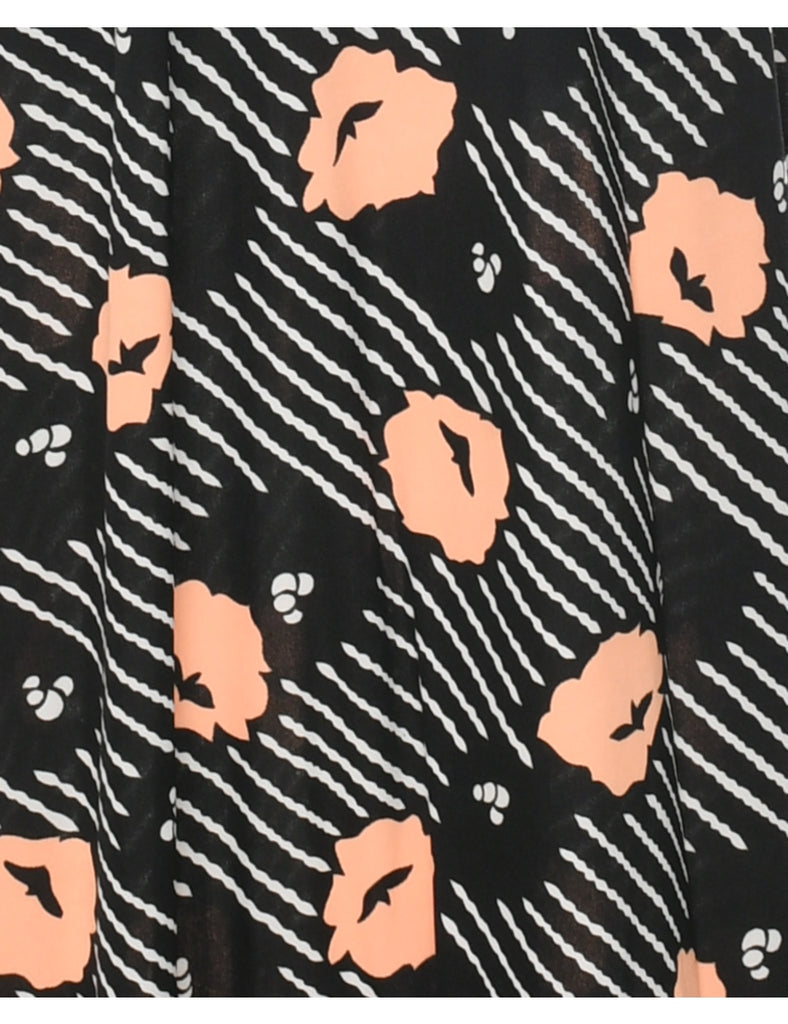 1970s Floral Print Maxi Dress - S
