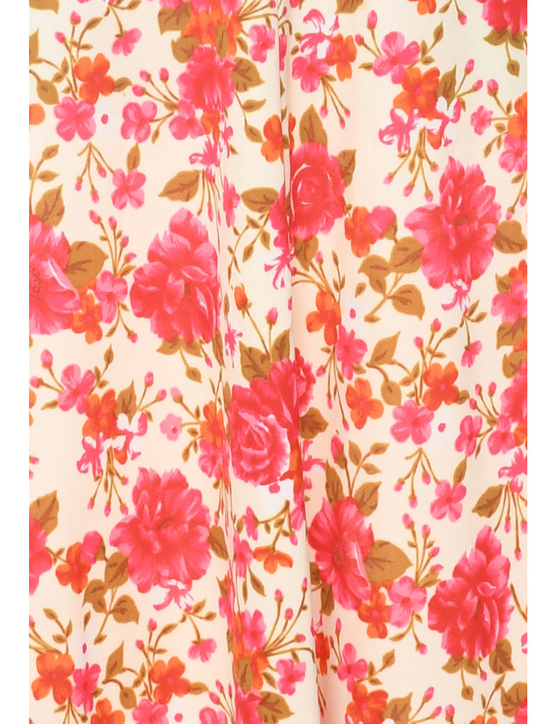 1970s Floral Print Maxi Dress - XS