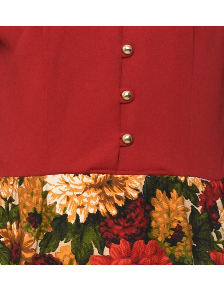 1970s Floral Print Maxi Dress - M