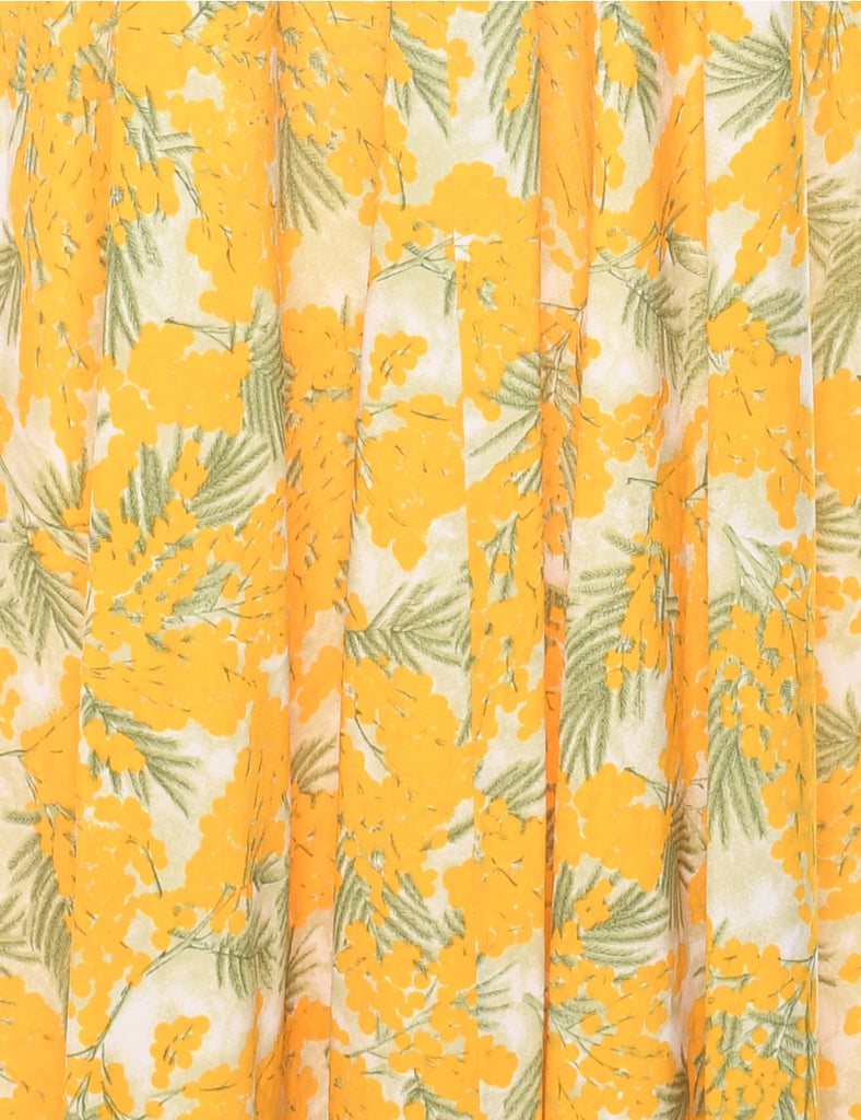 1970s Floral Print Maxi Dress - M
