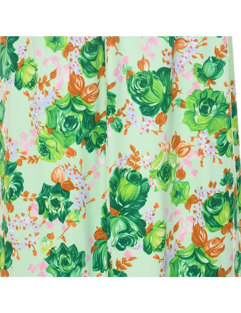1970s Floral Print Maxi Dress - XS