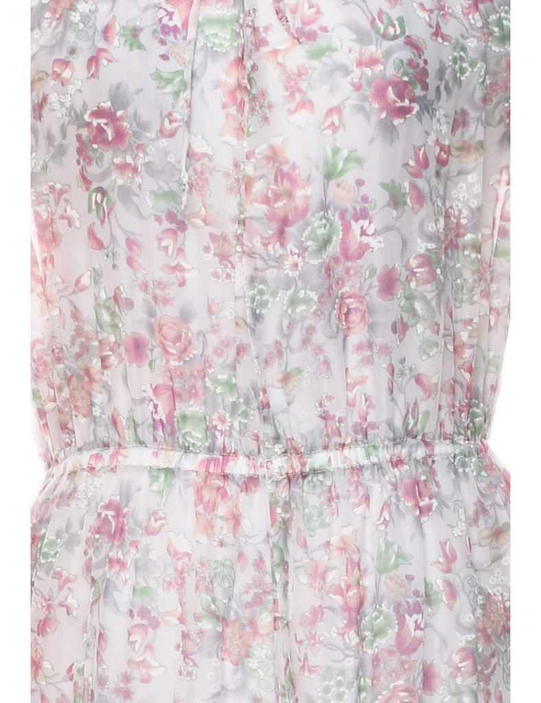 1970s Floral Print Maxi Dress - L