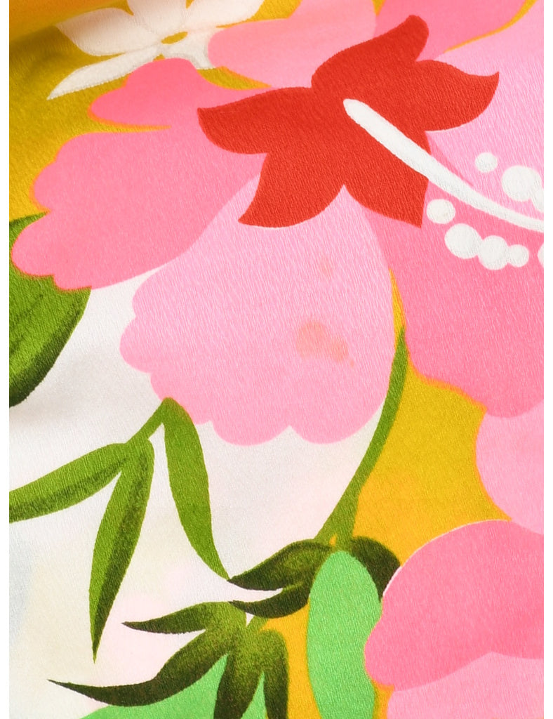 1970s Floral Print Maxi Dress - S
