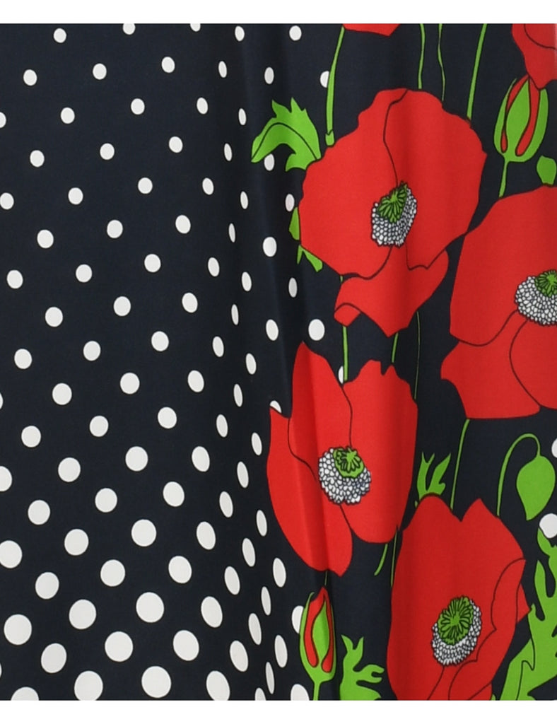 1970s Floral Print Maxi Dress - XS