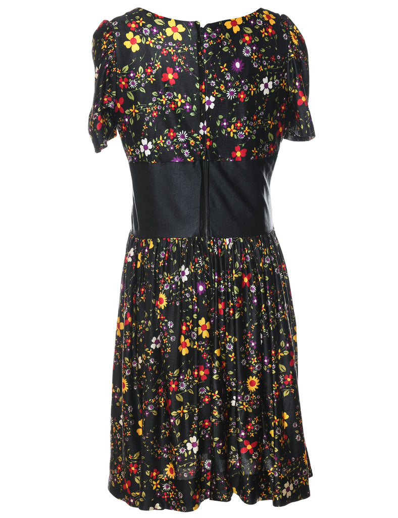 1970s Floral Print Multi-Colour Dress - M