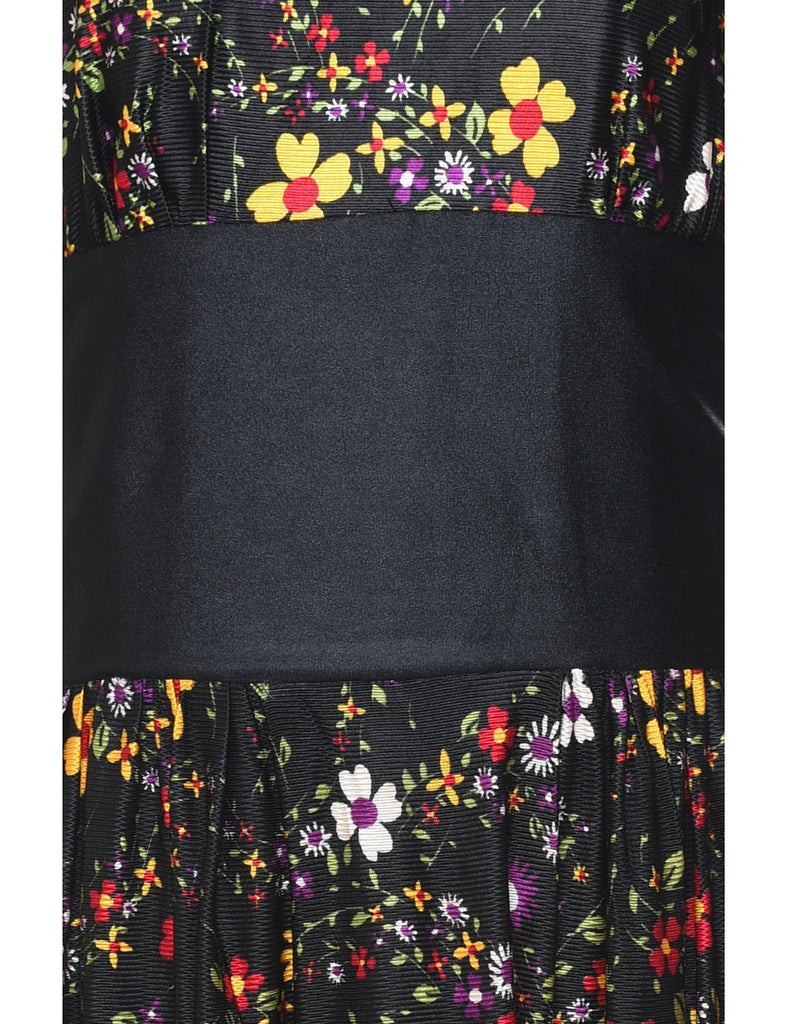 1970s Floral Print Multi-Colour Dress - M