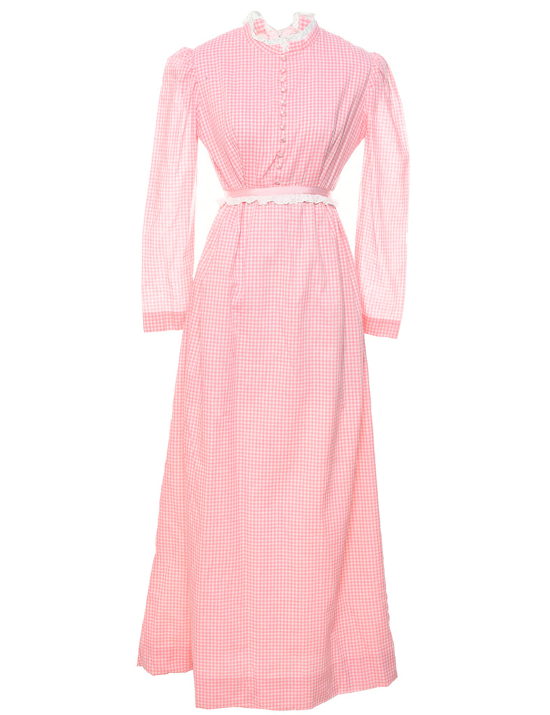 1970s Gingham Maxi Dress - M
