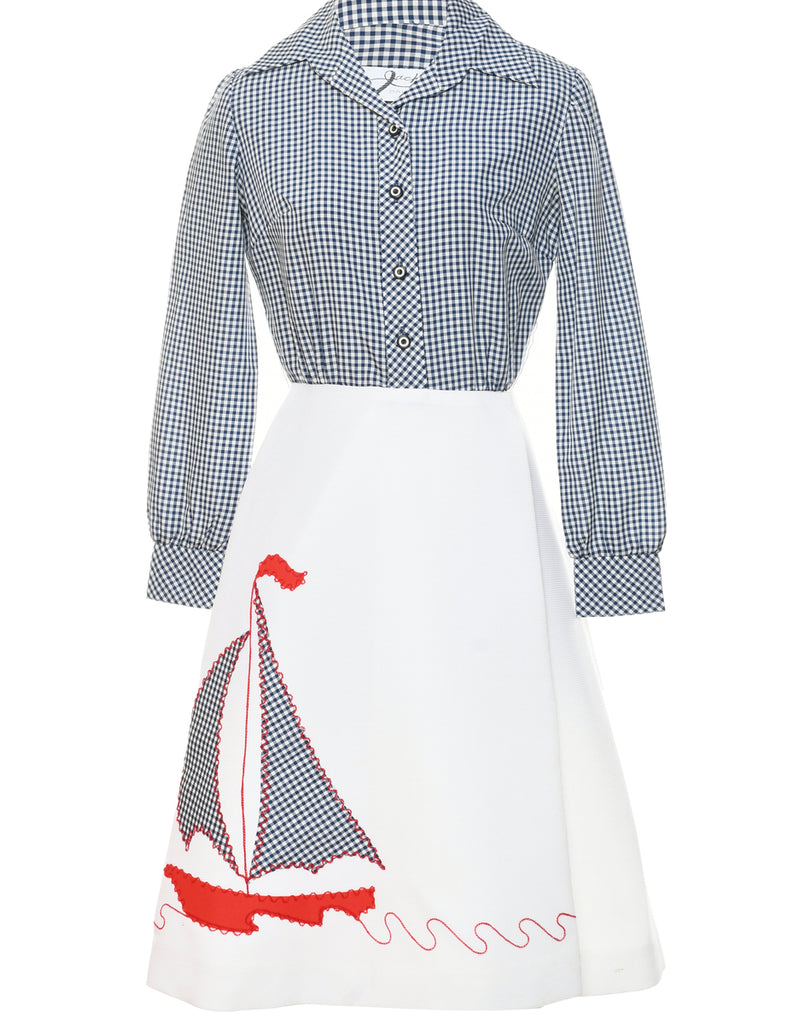 1970s Gingham Shirt Dress - M