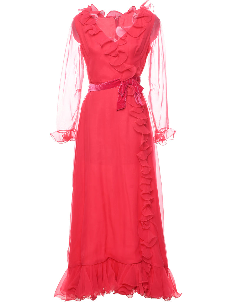 1970s Hot Pink Maxi Dress - M