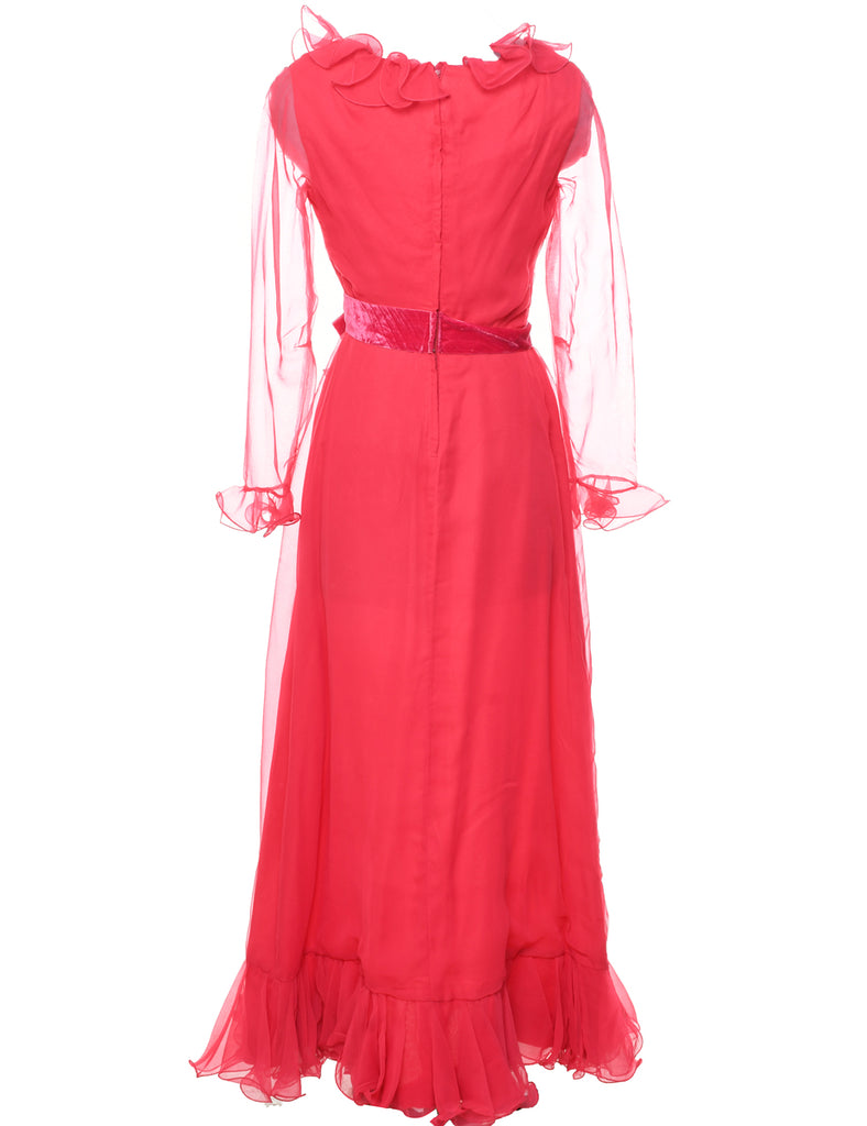1970s Hot Pink Maxi Dress - M