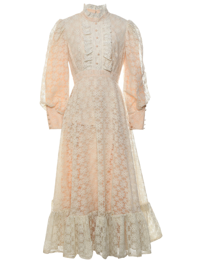 1970s Lace Maxi Dress - S