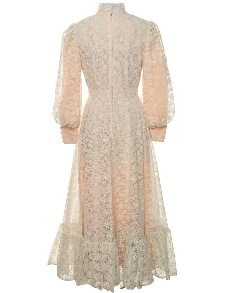 1970s Lace Maxi Dress - S