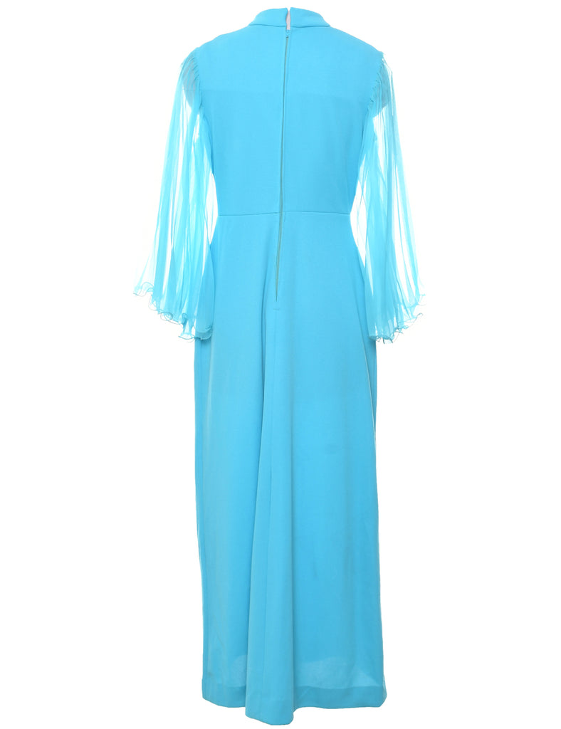 1970s Light Blue Maxi Dress - M