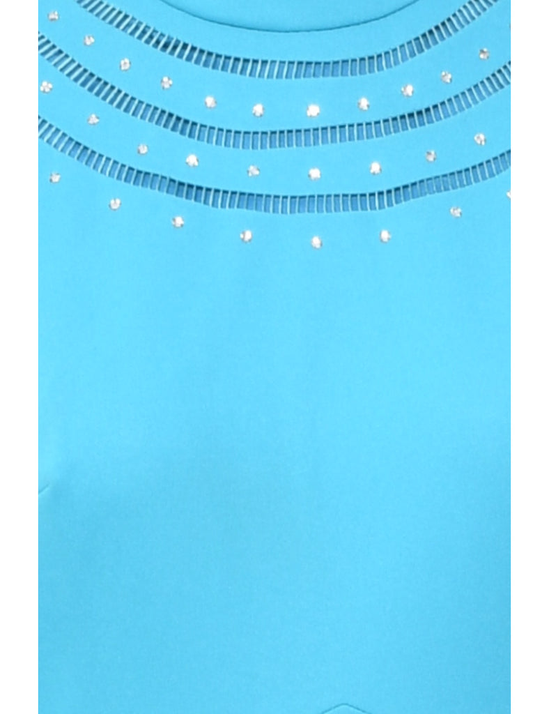1970s Light Blue Maxi Dress - M