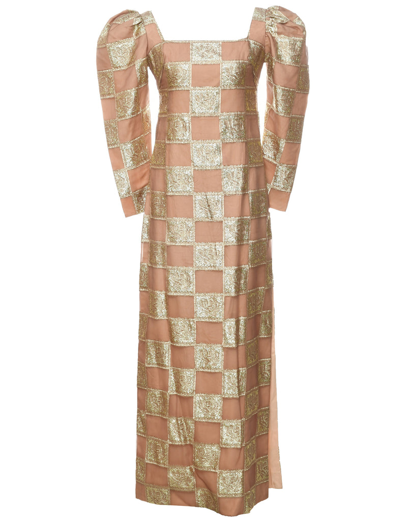 1970s Light Brown Evening Dress - S