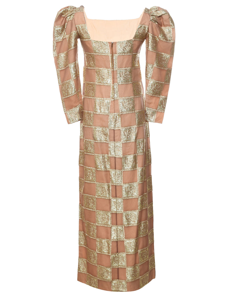 1970s Light Brown Evening Dress - S