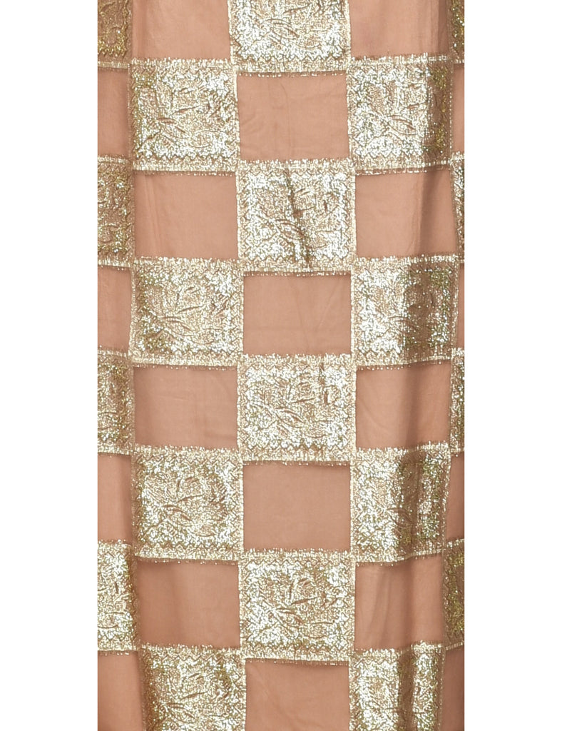 1970s Light Brown Evening Dress - S