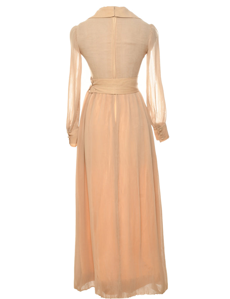 1970s  Light Brown Maxi Dress - S
