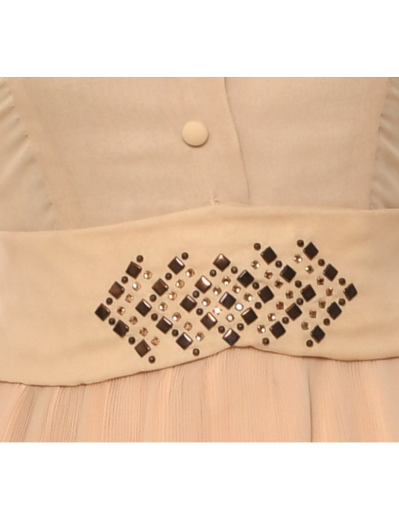 1970s  Light Brown Maxi Dress - S