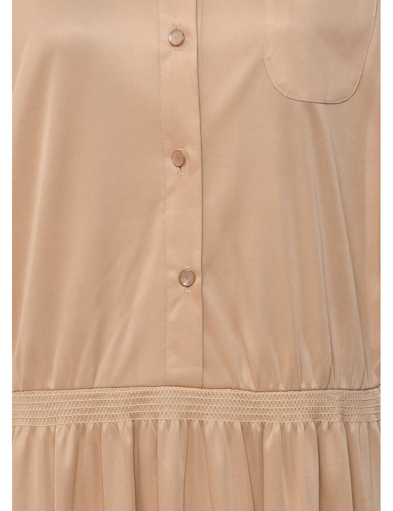 1970s Light Brown Shirt Dress - L