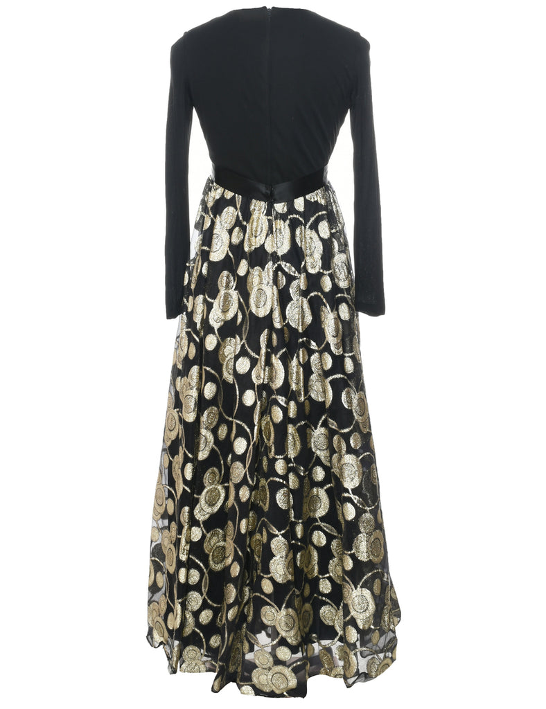 1970s Lurex Thread Pattern Maxi Dress - S