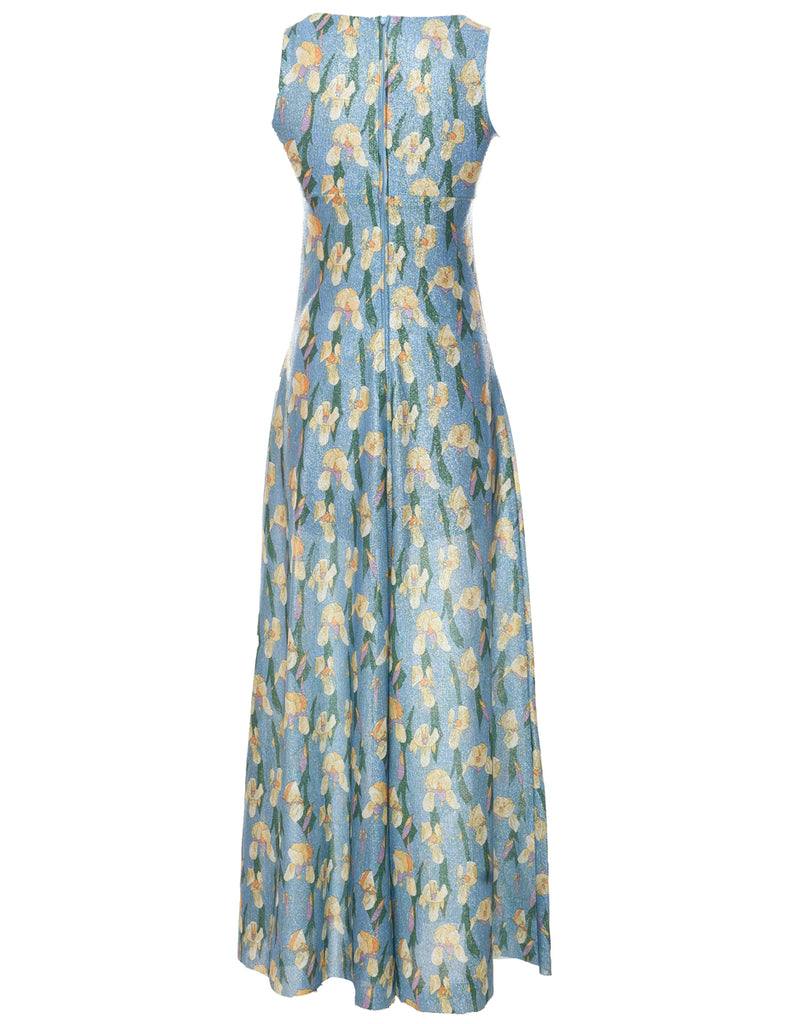 1970s Lurex Thread Pattern Maxi Dress - XS