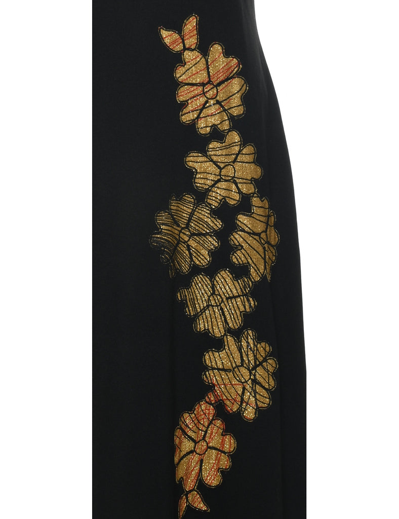 1970s  Lurex Thread Pattern Maxi Dress - S