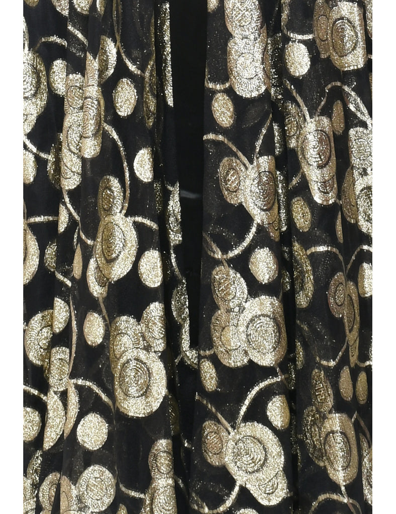 1970s Lurex Thread Pattern Maxi Dress - S