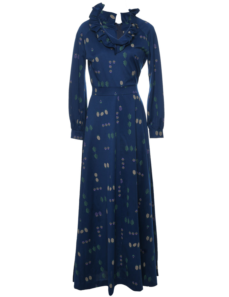 1970s Navy Maxi Dress - M