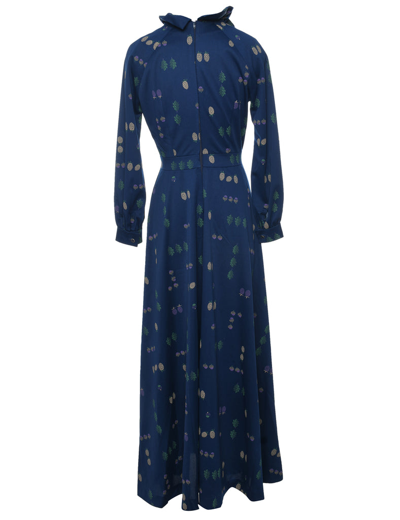 1970s Navy Maxi Dress - M