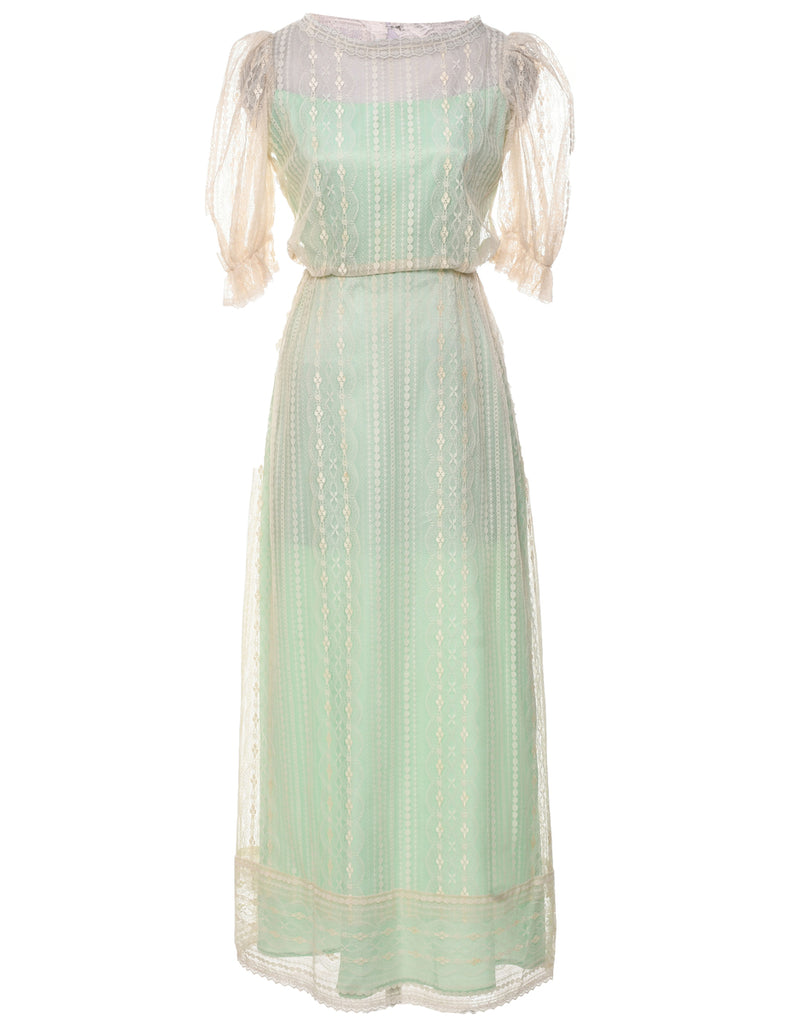 1970s Off White Maxi Dress - XS