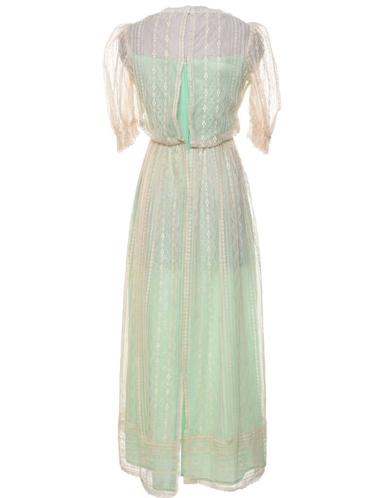 1970s Off White Maxi Dress - XS