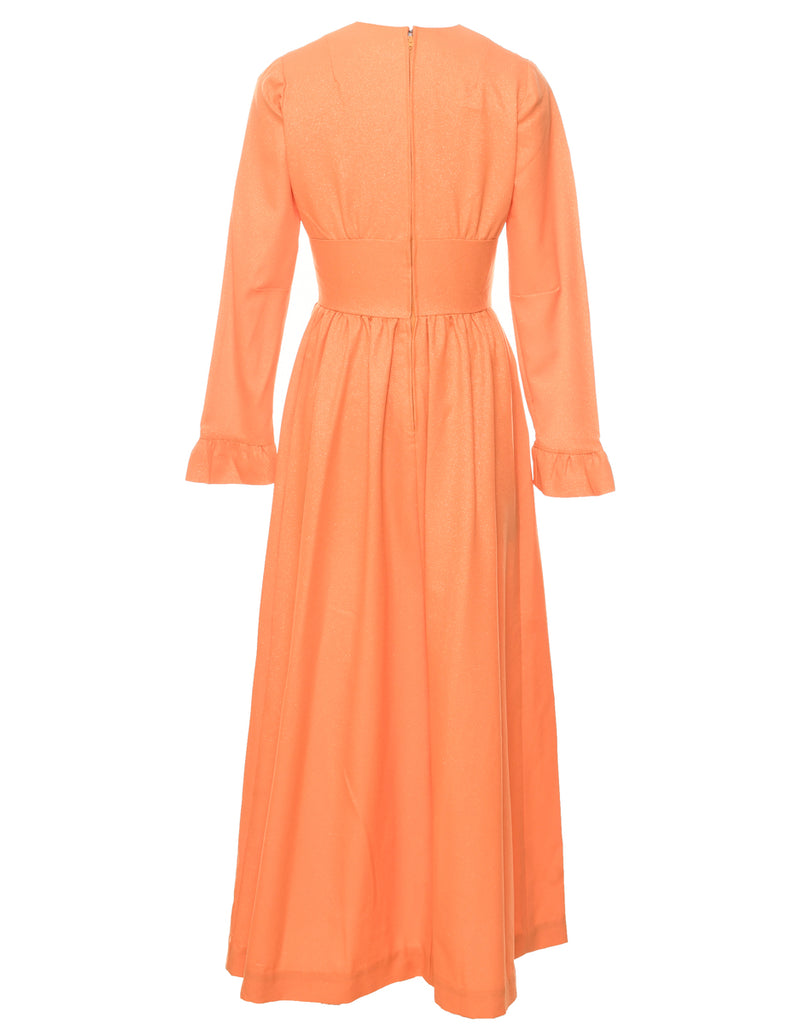 1970s Orange Maxi Dress - S