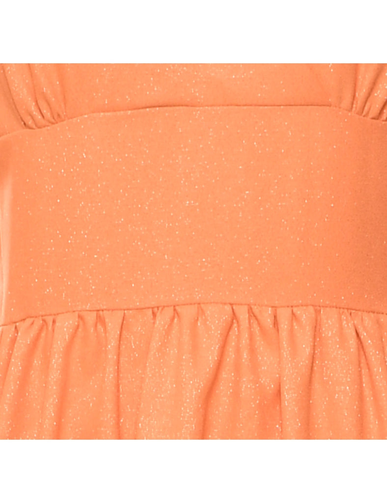 1970s Orange Maxi Dress - S