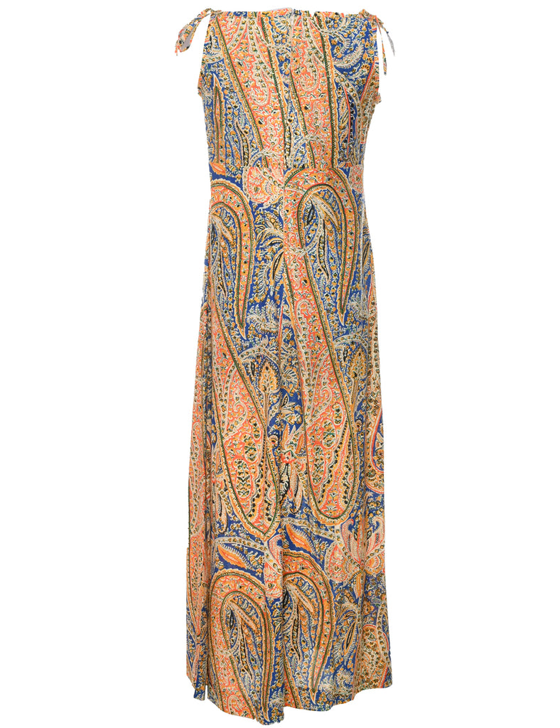 1970s Paisley Print Maxi Dress - M