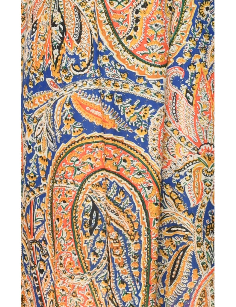 1970s Paisley Print Maxi Dress - M