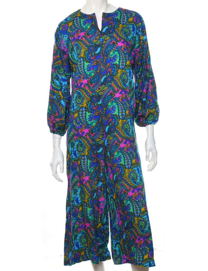 1970s Paisley Print Multi-Colour Jumpsuit - L