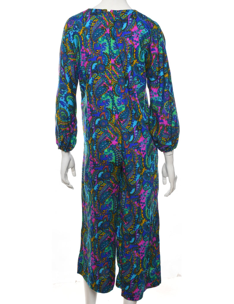 1970s Paisley Print Multi-Colour Jumpsuit - L